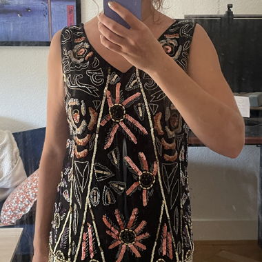 Free People besticktes Pailletten-Minikleid