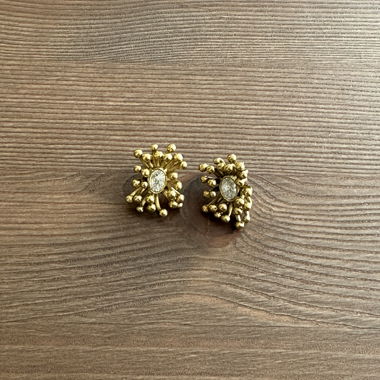 5 Gold-Colored Earrings with Stone