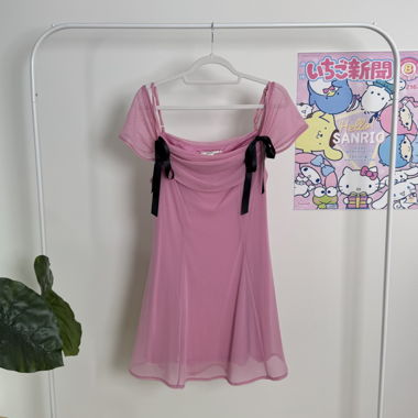 kimchi blue pink dress with ribbons