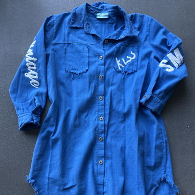 Camicia lunga blu April Vintage