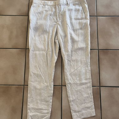 Pantaloni in lino beige