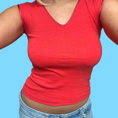 Red top with detail on the back 