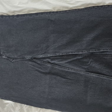 Gonna lunga in denim grigio con spacco