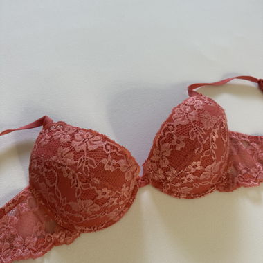 Soutien-gorge push-up dentelle corail / rose