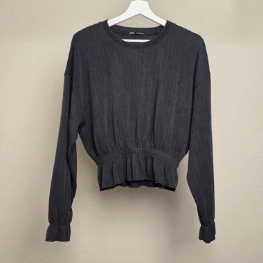Pull côtelé - gris foncé, taille S, Zara