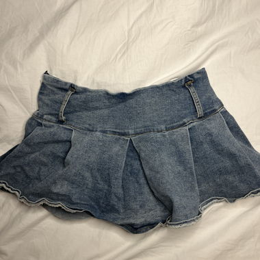 Skort in denim con pantaloncini interni 