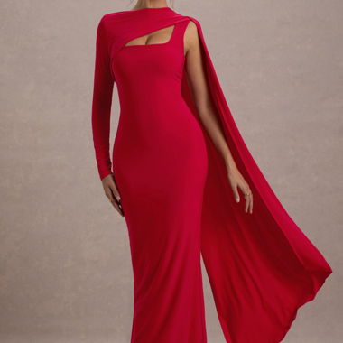 Robe rouge Club London avec voile 