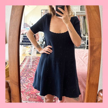 Strickkleid mit Rippenstruktur Marineblau Sezane