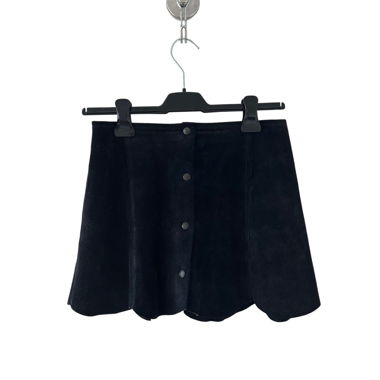 Mini-jupe en daim bleu foncé/noir
