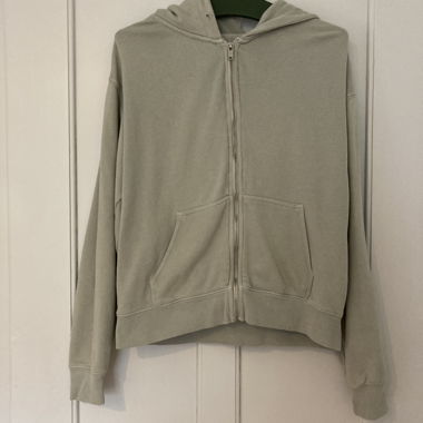 Hellgrün - grauer Hoodie mit Reissverschluss 