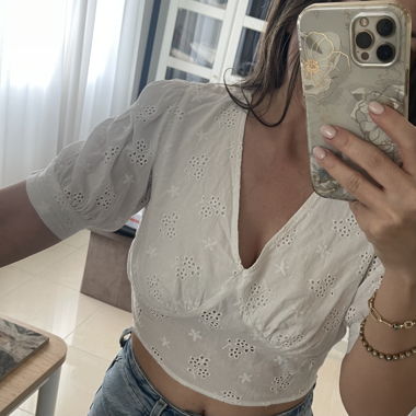 Crop Top mit Blusenmuster
