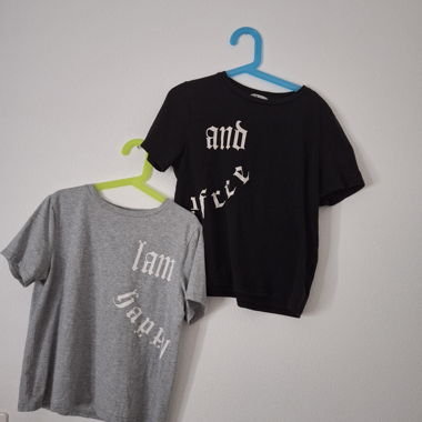Set di 2 t-shirt stampati grigio e nero