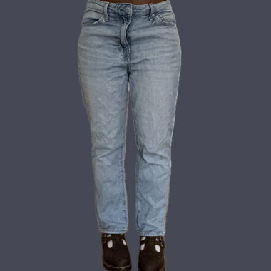 Jean mom taille haute bleu clair