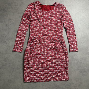 Red patterned dress