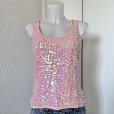 Rosa Pailletten-Top ohne Ärmel (M/L)
