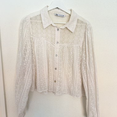 ZARA Lace Blouse in Cream