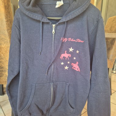 Felpa blu con zip e cappuccio