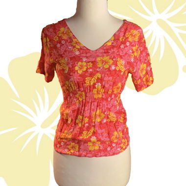 Y2K Fozzy Hawaii floral Orange Fitted top
