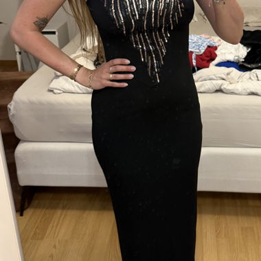 Bodycon Kleid schwarz mit pailletten - Grösse S