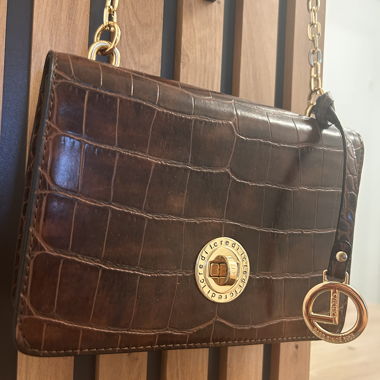 Brown faux-leather handbag