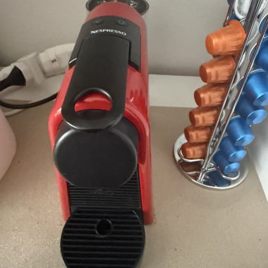 Red Nespresso coffee machine
