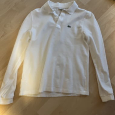 White Lacoste Long-Sleeve Polo Shirt