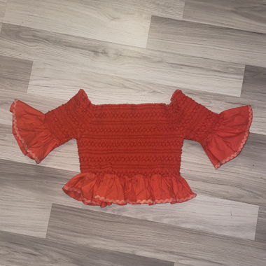 Deep orange off the shoulder top