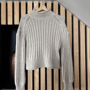 Beiger NELLY Rippstrick Pullover S