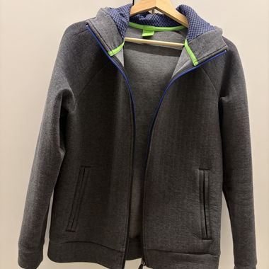 Giacca con cappuccio BOSS slim fit grigia con zip
