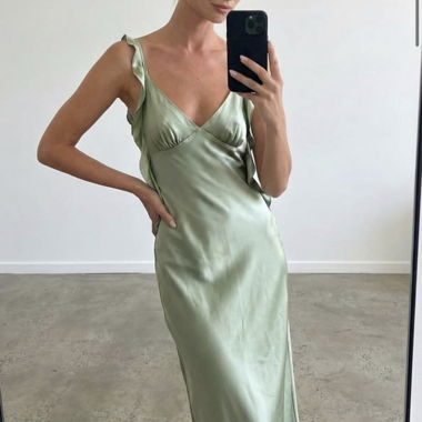 Mint Satin Slip Dress