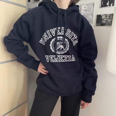 navy hoodie.