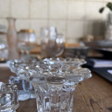 Set of 2 Glass Candlesticks –twelve-petal Flower–