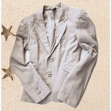 Figure Hugging Beige Button Up Trench Coat/ Blazer