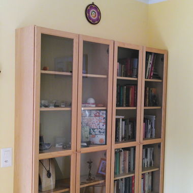 IKEA 2 BILLY/OXBERG Librerie anta a vetro, bettula