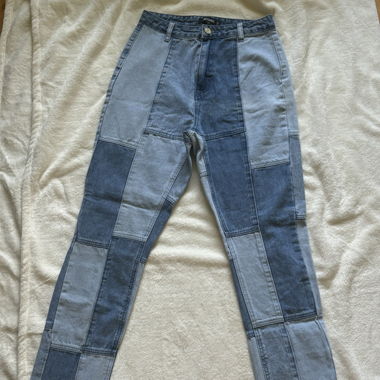 Jeans Patchwork alla Moda in Stile Vintage