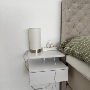 White bedside tables with drawer