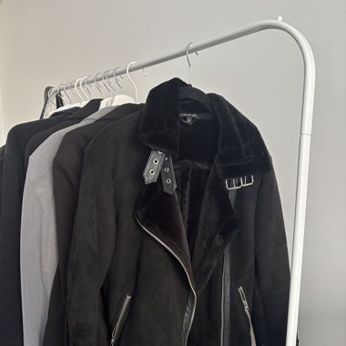 black suede jacket with belt