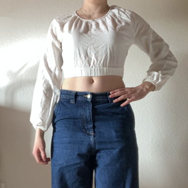 White blouse with open back