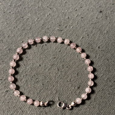 Rosenquarz Armband mit 925 Silberkugeln 
