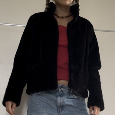 furry black jacket