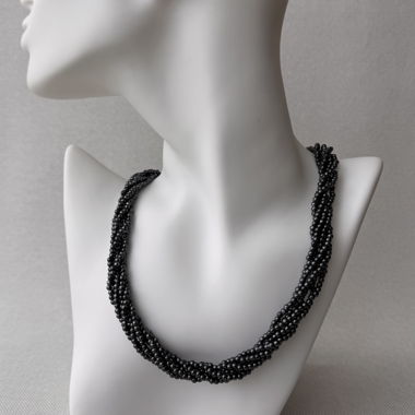 Collana di perle grigio/antracite
