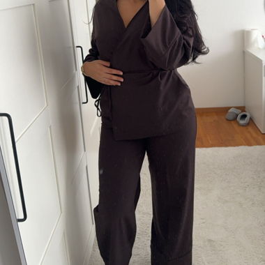 Ensemble brun ZARA top XS-S bas L
