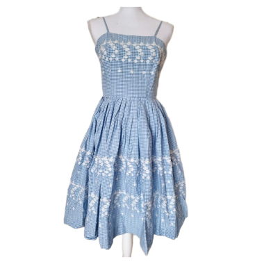 Paul & Joe Sister Vichy-Kleid mit Blumenstickerei