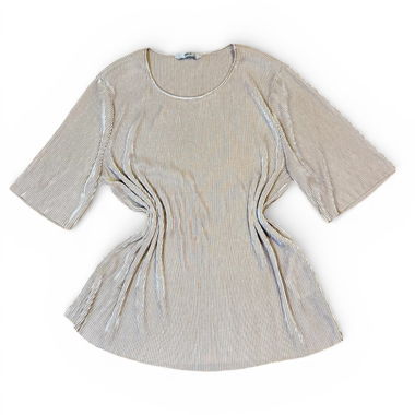 Champagne-coloured Pleated T‑Shirt with Tie