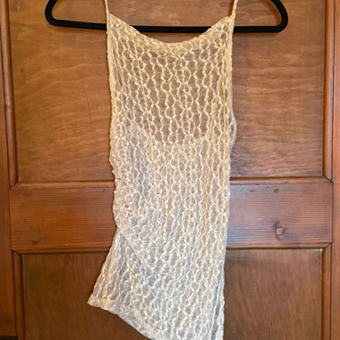 Ensemble dentelle transparent doré top/pantalon 