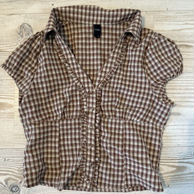 Cider Plaid Ruffle Blouse