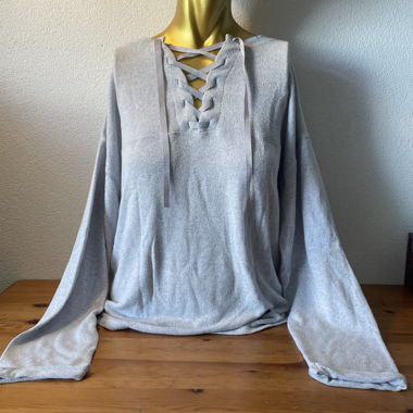 Pull gris lacé - S