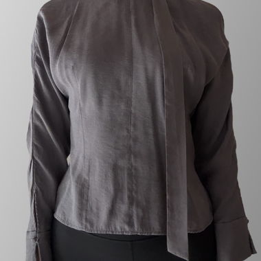 Camicia Zara grigia con fiocco