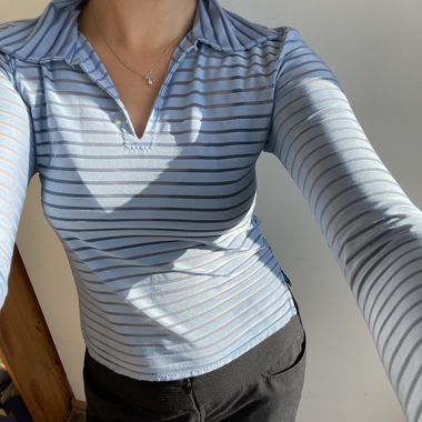 striped mesh shirt