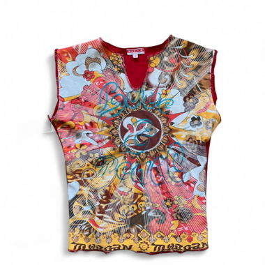 Vintage y2k sleeveless graphic sleeveless top (M)